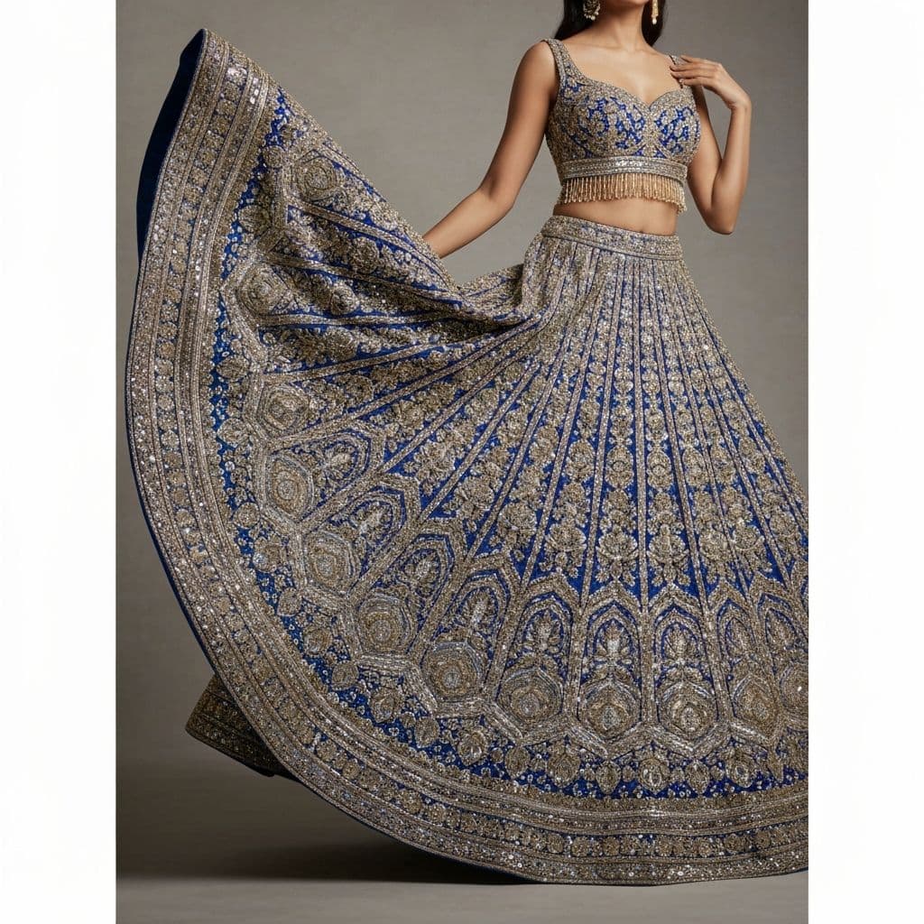 Midnight Crimson Velvet Bridal Lehenga Set