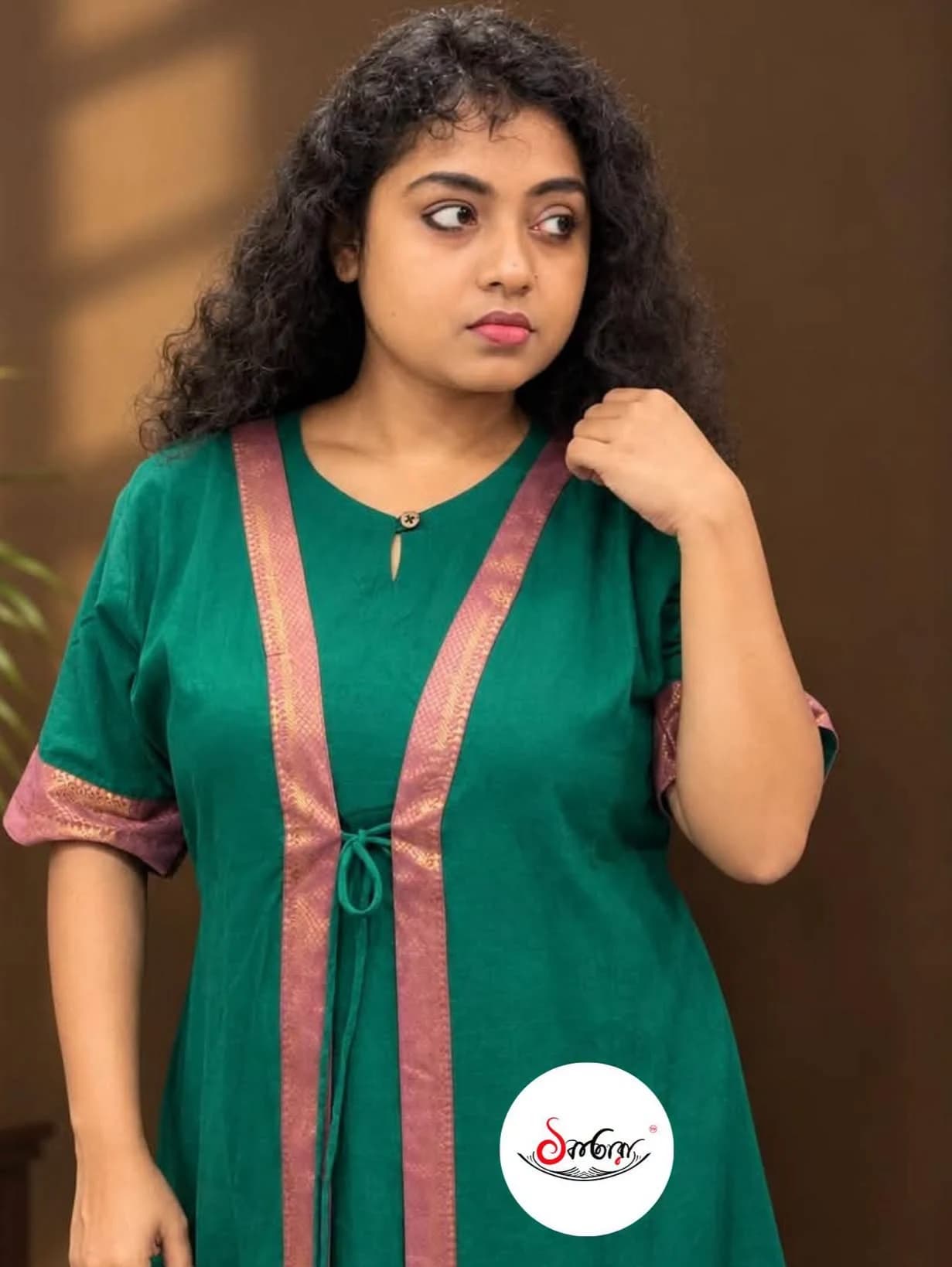 Mangalagiri Emerald One-Piece Cotton Dress | Green Dress