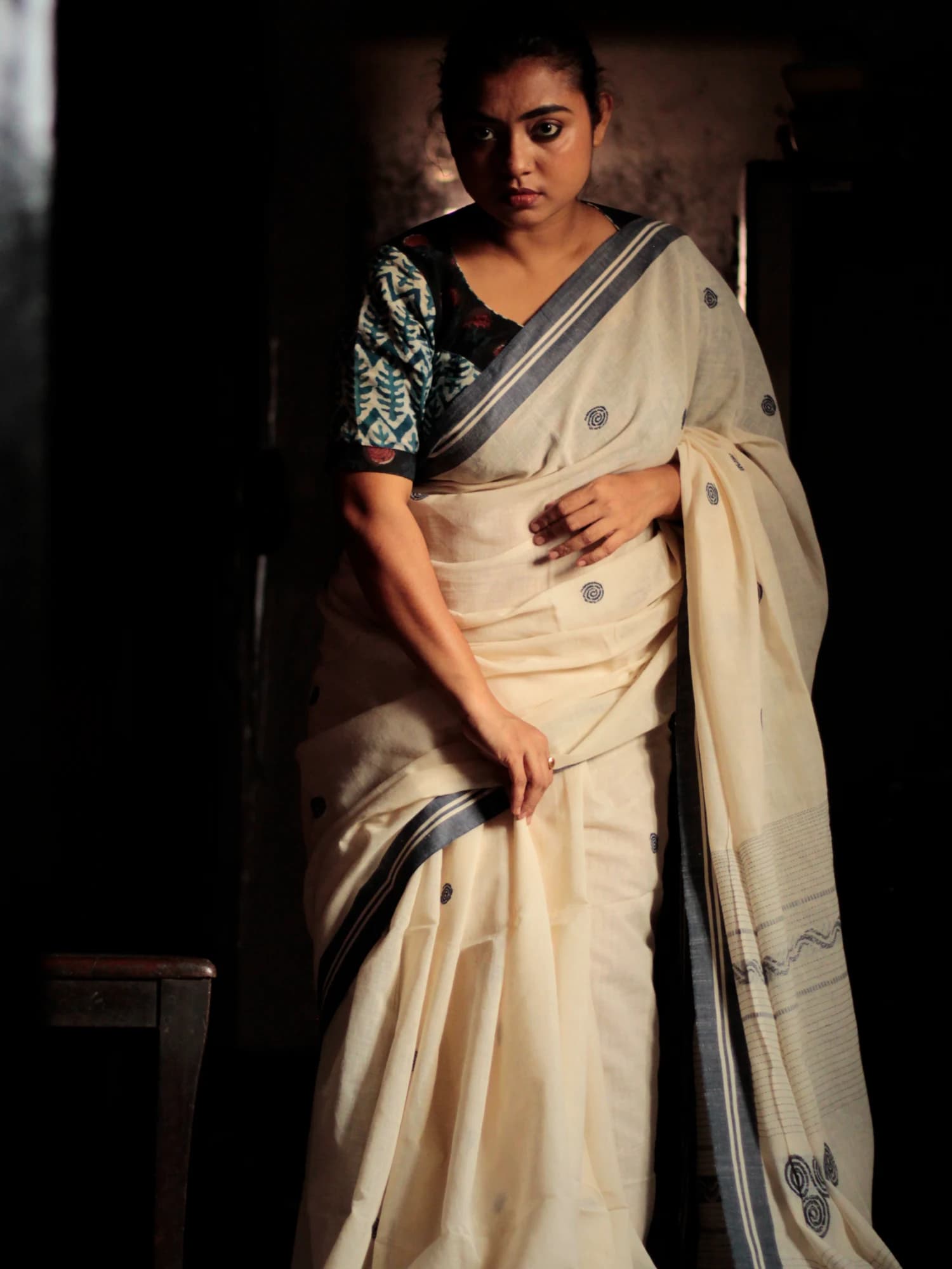 Cora White Aborto Tangail Saree view 3