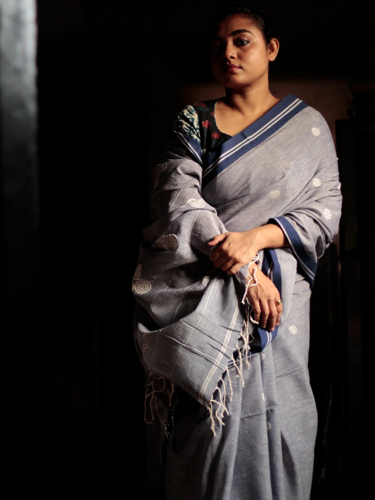 Slate Grey Aborto Tangail Saree view 3